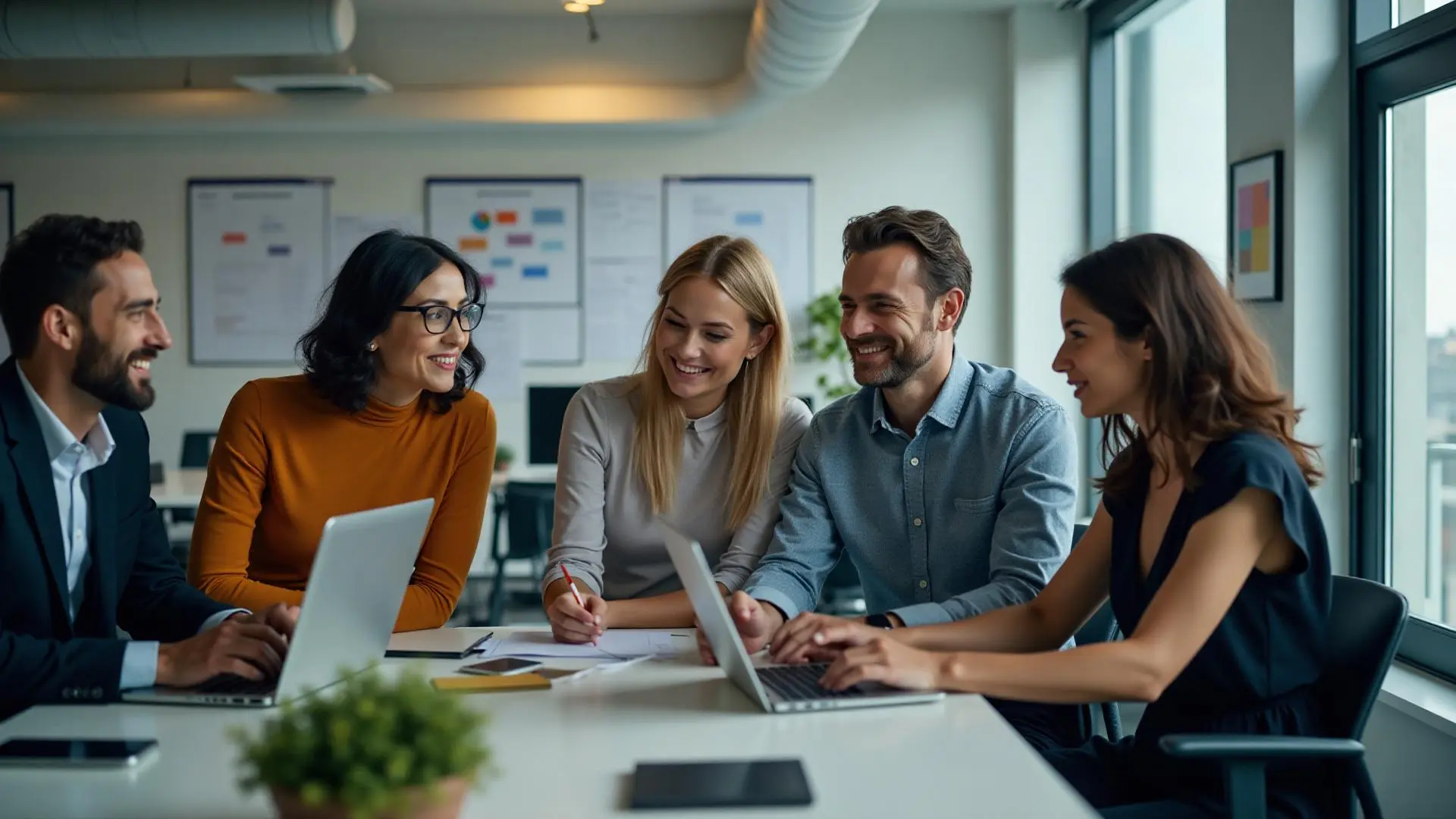 Octala team members collaborating in modern office environment